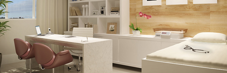 consultorio com cores para inspiração de decoração para gestores hospitalares