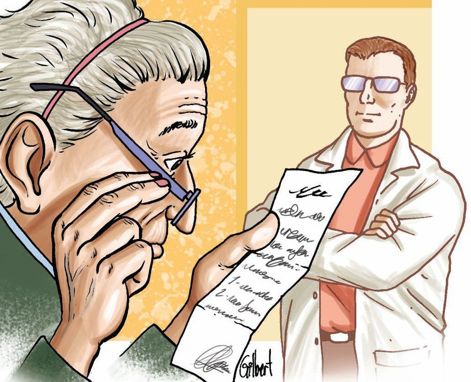 médicos com letra feia e ilegivel